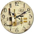 Yosemite Home Decor Circular Wooden Wall Clock with Two Bottles of Wine Print CLKA7186